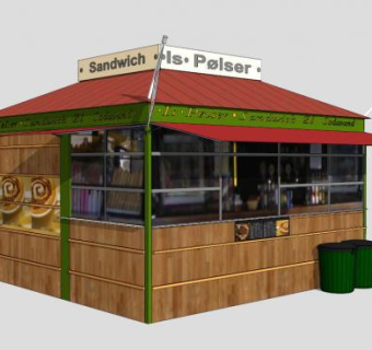 咖啡饮品售卖亭SU模型下载_sketchup草图大师SKP模型
