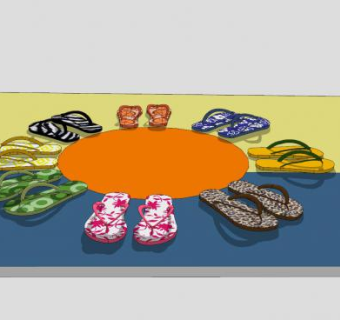 多双人字拖拖鞋SU模型下载_sketchup草图大师SKP模型