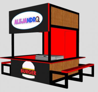 小吃现代售卖亭sketchup模型下载_sketchup草图大师SKP模型