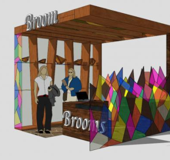 现代街边售卖亭SKP模型下载_sketchup草图大师SKP模型
