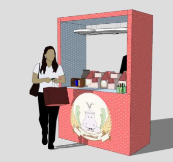 化妆品售卖亭SKP模型下载_sketchup草图大师SKP模型