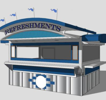 现代特色景区售卖亭SU模型下载_sketchup草图大师SKP模型