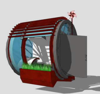 街边特色售卖亭SU模型下载_sketchup草图大师SKP模型