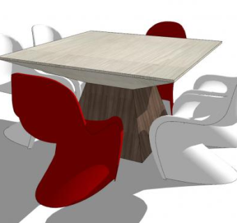 异形餐桌椅家具SU模型下载_sketchup草图大师SKP模型