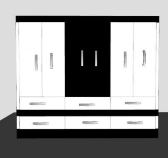 现代黑白衣柜柜子SU模型下载_sketchup草图大师SKP模型