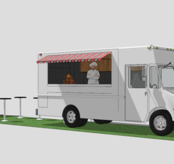 现代街边移动售卖亭SU模型下载_sketchup草图大师SKP模型