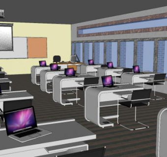 电教室SU模型下载_sketchup草图大师SKP模型