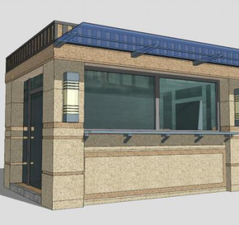 现代中式街边售卖亭SU模型下载_sketchup草图大师SKP模型