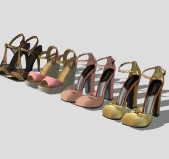 女士凉高跟鞋子SU模型下载_sketchup草图大师SKP模型