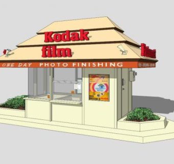 现代街边售货亭SU模型下载_sketchup草图大师SKP模型