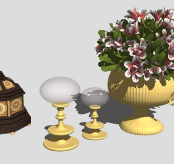 欧式花钵烛台和香坛SU模型下载_sketchup草图大师SKP模型