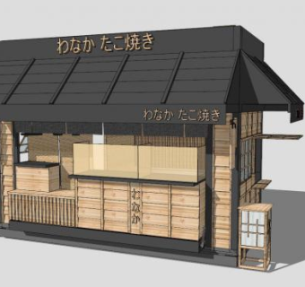 日风章鱼烧售卖亭SU模型下载_sketchup草图大师SKP模型