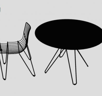 铁质桌子椅子SU模型下载_sketchup草图大师SKP模型