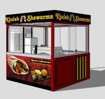 牛肉卷售货亭SU模型下载_sketchup草图大师SKP模型