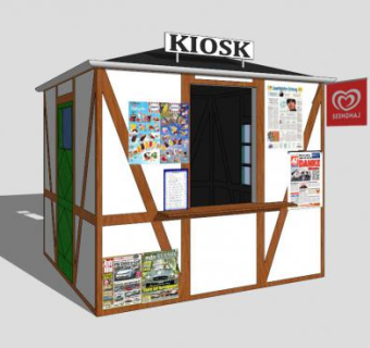 现代报刊亭SKP模型下载_sketchup草图大师SKP模型