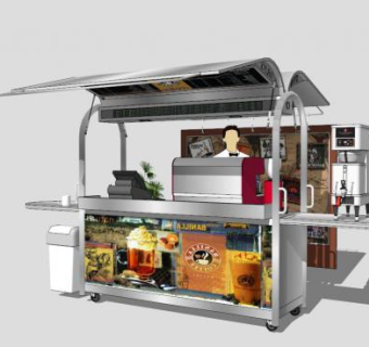 现代奶茶移动售卖亭SU模型下载_sketchup草图大师SKP模型