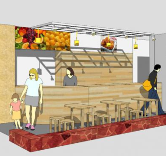 水果果汁街边售卖亭SU模型下载_sketchup草图大师SKP模型