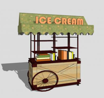 冰激凌临时售卖亭SU模型下载_sketchup草图大师SKP模型