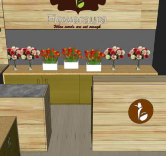 花店门面店铺店面室内外SU模型下载_sketchup草图大师SKP模型