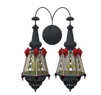 欧式壁灯双灯泡SU模型下载_sketchup草图大师SKP模型