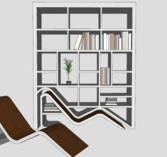 书架及躺椅SU模型下载_sketchup草图大师SKP模型