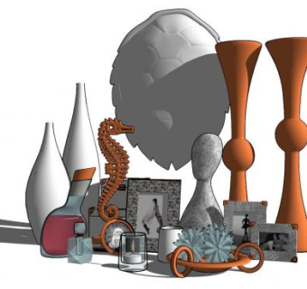 工艺品装饰摆件海马相框花瓶SU模型下载_sketchup草图大师SKP模型