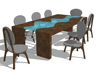 8人座餐桌椅<em>家具SKP模型</em>下载_sketchup草图大师SKP模型
