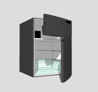 打开的黑色商用冰箱SU模型下载_sketchup草图大师SKP模型