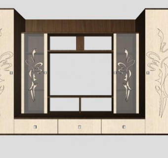 衣柜带电视柜组合柜家具SU模型下载_sketchup草图大师SKP模型