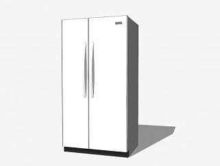 商用白色对开门冰箱SU模型下载_sketchup草图大师SKP模型