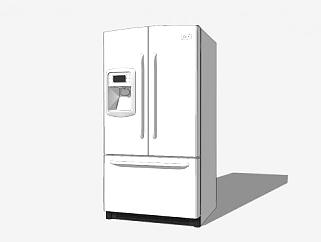 白色三门电冰箱SU模型下载_sketchup草图大师SKP模型