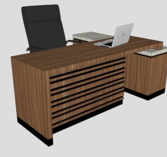 老板办公桌椅及笔记本电脑SU模型下载_sketchup草图大师SKP模型