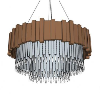 圆形双晶吊坠吊灯灯具SU模型下载_sketchup草图大师SKP模型