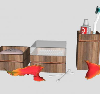 肥皂棉签牙膏牙刷SU模型下载_sketchup草图大师SKP模型