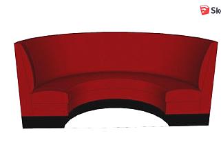 红色弧形沙发SU模型下载_sketchup草图大师SKP模型