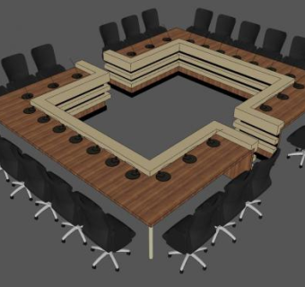 现代大型会议桌SU模型下载_sketchup草图大师SKP模型