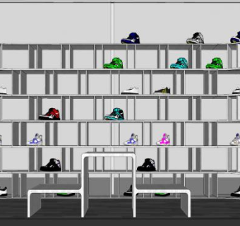 鞋店展示架鞋架SU模型下载_sketchup草图大师SKP模型