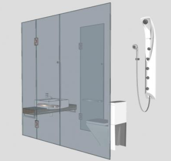 厕所淋浴玻璃门SU模型下载_sketchup草图大师SKP模型
