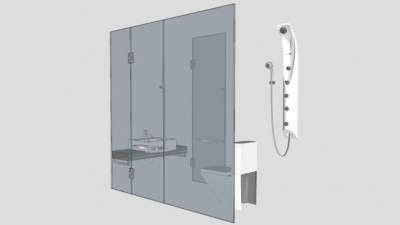 厕所淋浴玻璃门SU模型下载_sketchup草图大师SKP模型