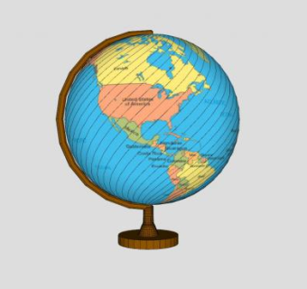 地球仪装饰品SU模型下载_sketchup草图大师SKP模型