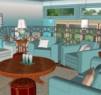 欧式沙发茶几室内模型下载_sketchup草图大师SKP模型