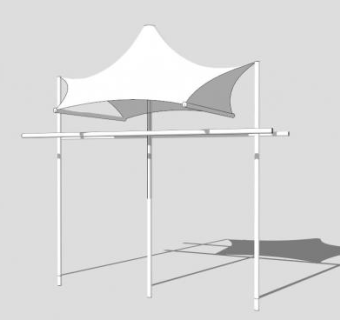 白色遮阳棚张拉膜SU模型下载_sketchup草图大师SKP模型