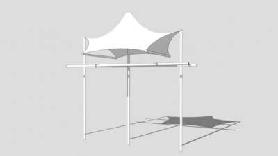 白色遮阳棚张拉膜SU模型下载_sketchup草图大师SKP模型