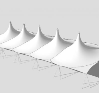 圆形遮阳棚张拉膜SU模型下载_sketchup草图大师SKP模型