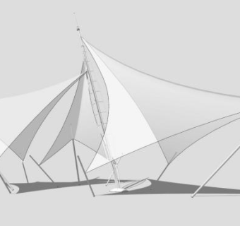 张拉膜遮阳棚SU模型下载_sketchup草图大师SKP模型