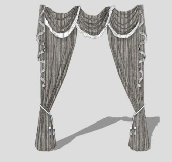 欧式窗帘单层SU模型下载_sketchup草图大师SKP模型