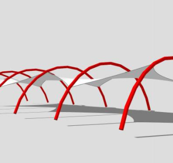 景观张拉膜廊架SU模型下载_sketchup草图大师SKP模型