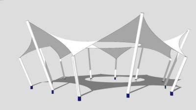 白色张拉膜亭子SU模型下载_sketchup草图大师SKP模型