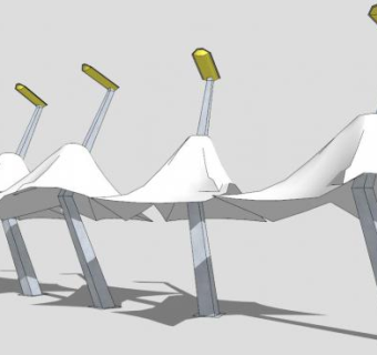 景观张拉膜亭子SU模型下载_sketchup草图大师SKP模型