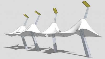 景观张拉膜亭子SU模型下载_sketchup草图大师SKP模型